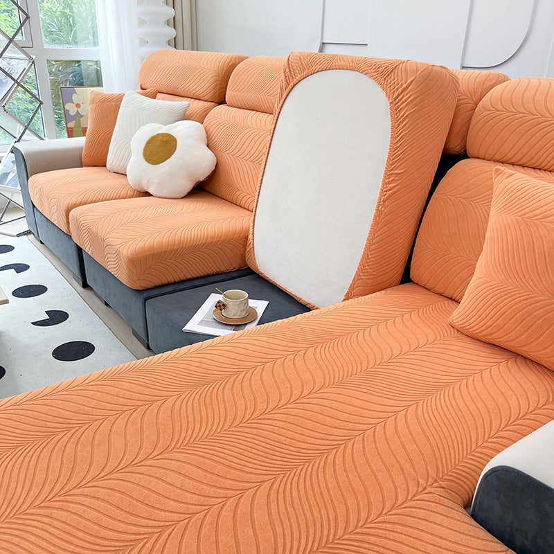 Sofa Seat Cover Waterproof Jacquard Coeurine Orange-Style 1