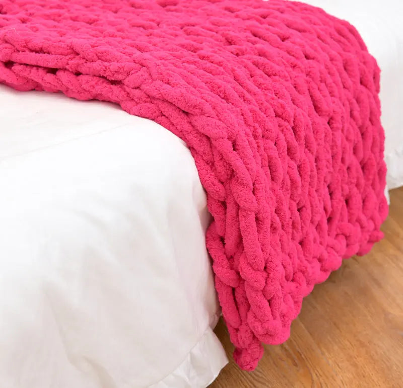 Sofa Throw Chenille Chunky LUNELLE Pink-60X60