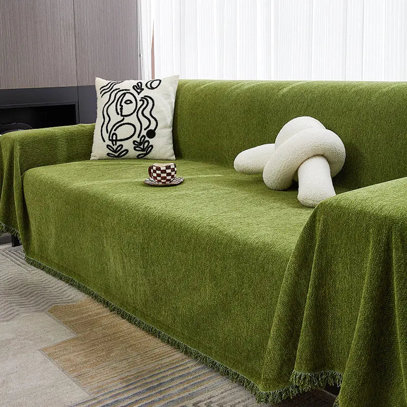 Sofa Throw Chenille Herringbone COZANE Yb Herringbone Green-180X400cm