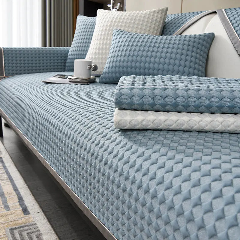 Sofa Throw Non-Slip Cooling BRISSE Blue-90 × 160