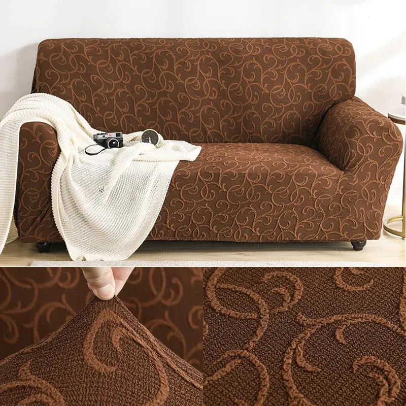 Stretch Sofa Covers Embossed Non-Slip Couvrelle Relief Smoky Gray-235to310cm