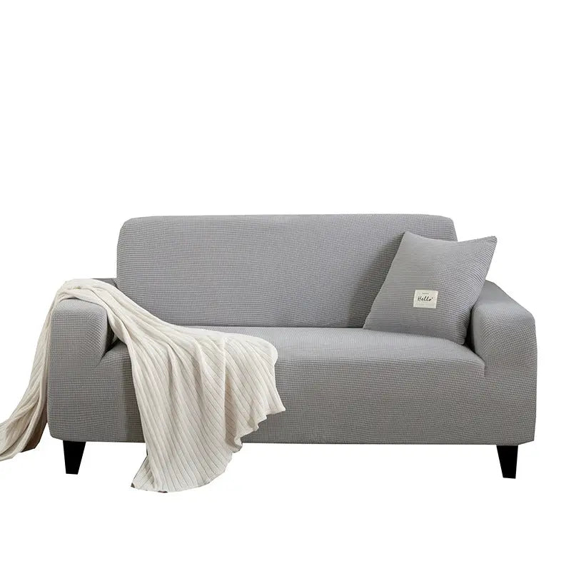 Stretch Sofa Covers Polar Fleece Cozy LUMIERA Light Gray-190to230cm
