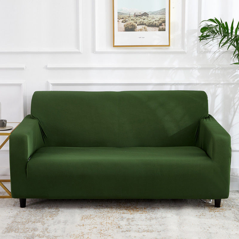 Stretch Sofa Covers Thick Knit VIVETTE Double 145 185cm-Army Green