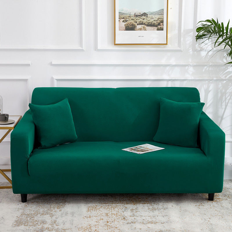 Stretch Sofa Covers Thick Knit VIVETTE Double 145 185cm-Dark Green