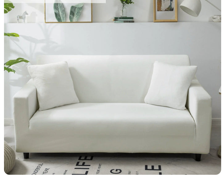 Stretch Sofa Covers Thick Knit VIVETTE Double 145 185cm-White