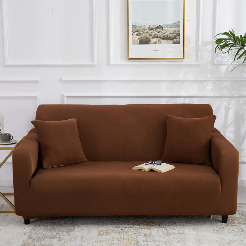 Stretch Sofa Covers Thick Knit VIVETTE Single 90 140cm-Coffee