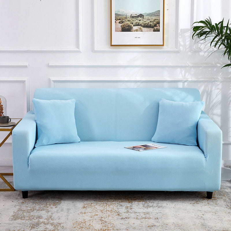 Stretch Sofa Covers Thick Knit VIVETTE Single 90 140cm-Light Blue
