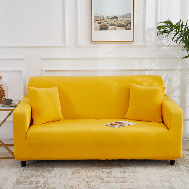 Stretch Sofa Covers Thick Knit VIVETTE Single 90 140cm-Yellow