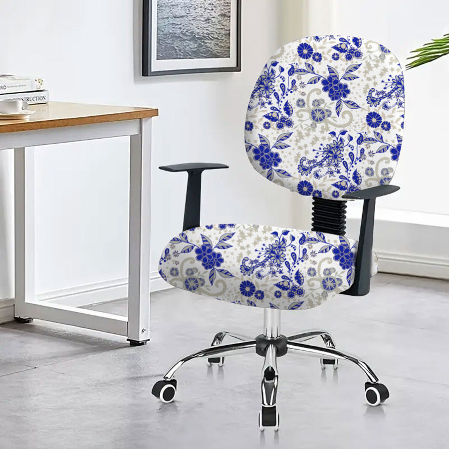 Task Chair Cover Non-Slip Polyester CAMILLE Blueberry Flower-45x 45cm