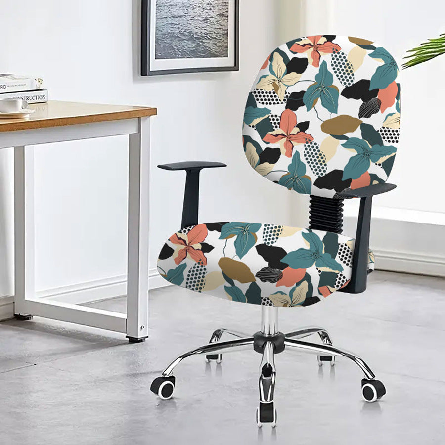 Task Chair Cover Non-Slip Polyester CAMILLE Colorful Leaf Flower-45x 45cm