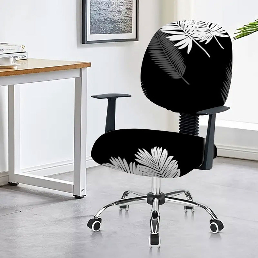Task Chair Cover Non-Slip Polyester CAMILLE Feather Leaf Black-45x 45cm