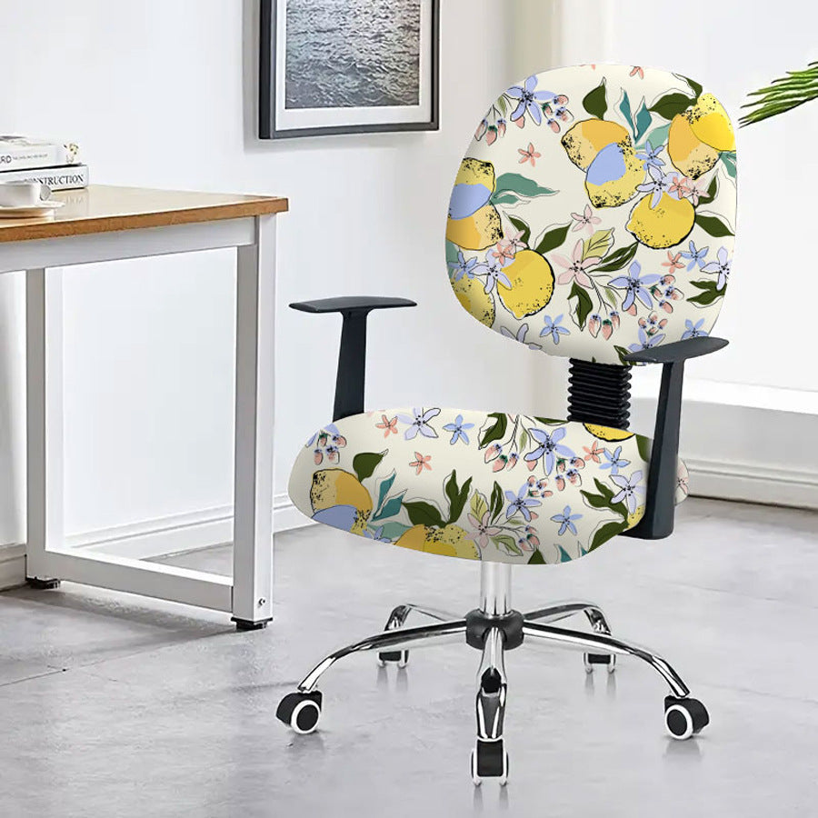 Task Chair Cover Non-Slip Polyester CAMILLE Lemon Green Leaf-45x 45cm