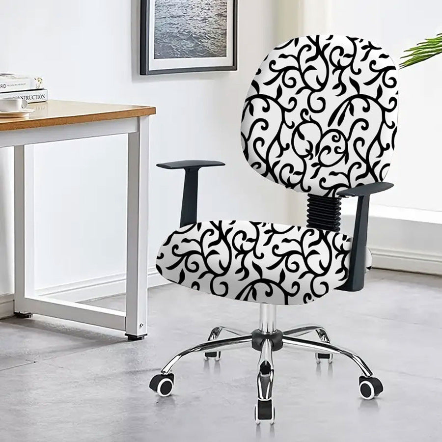 Task Chair Cover Non-Slip Polyester CAMILLE White And Black-45x 45cm