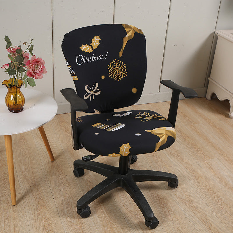 Task Chair Cover Stretchable Polyester ELODIE Black Reindeer-Split Chair Cover