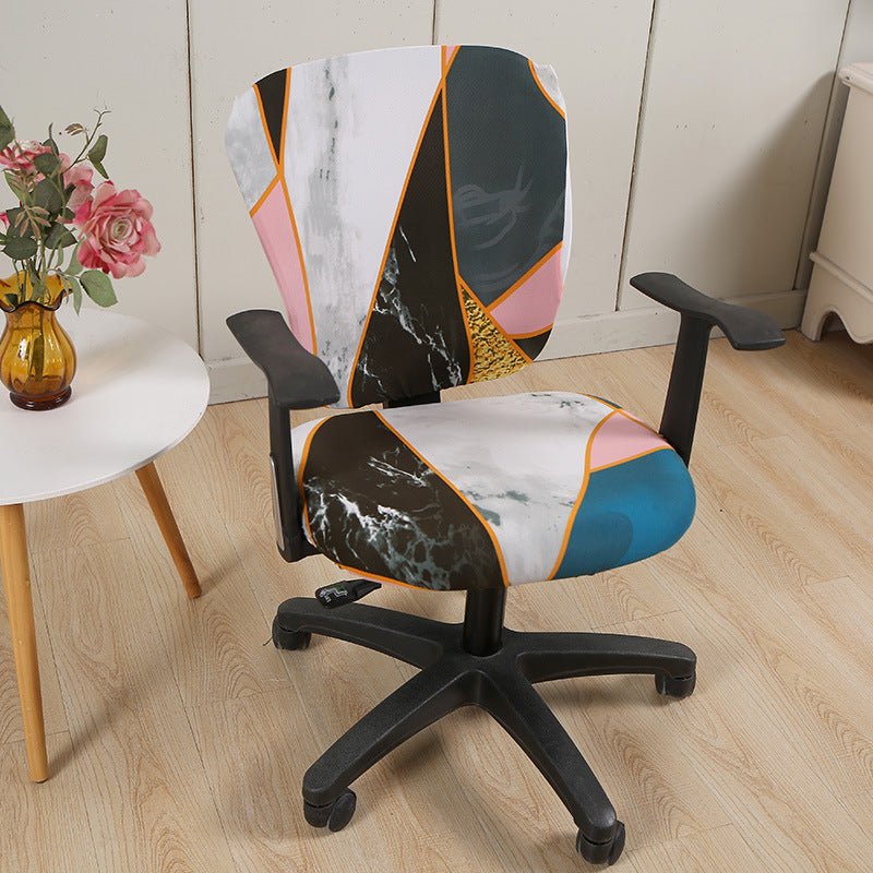 Task Chair Cover Stretchable Polyester ELODIE Checkered Diary-Split Chair Cover