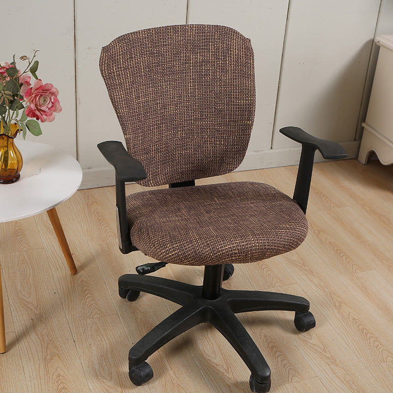 Task Chair Cover Stretchable Polyester ELODIE Linen Coffee-Split Chair Cover