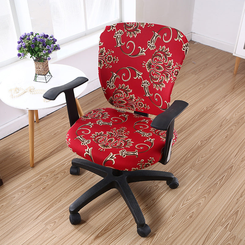 Task Chair Cover Stretchable Polyester ELODIE Louis Red-Split Chair Cover