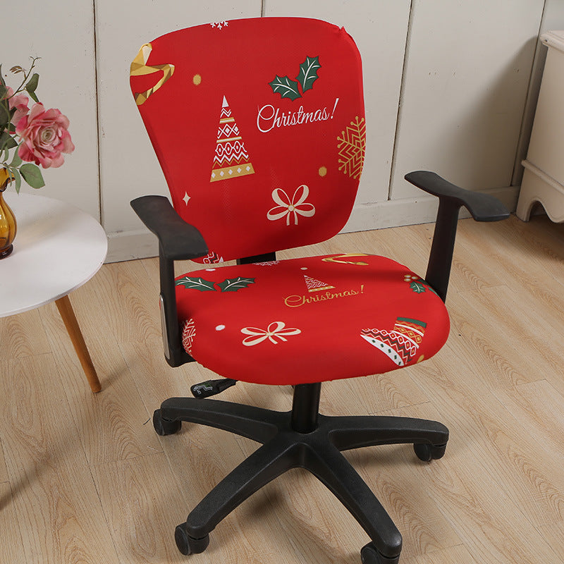 Task Chair Cover Stretchable Polyester ELODIE Red Reindeer-Split Chair Cover