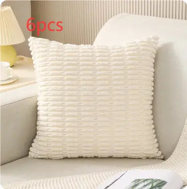 Throw Pillowcase Corduroy Cozy LUMIÈRE Beige-45cmx45cm Pillowcase-6PCS