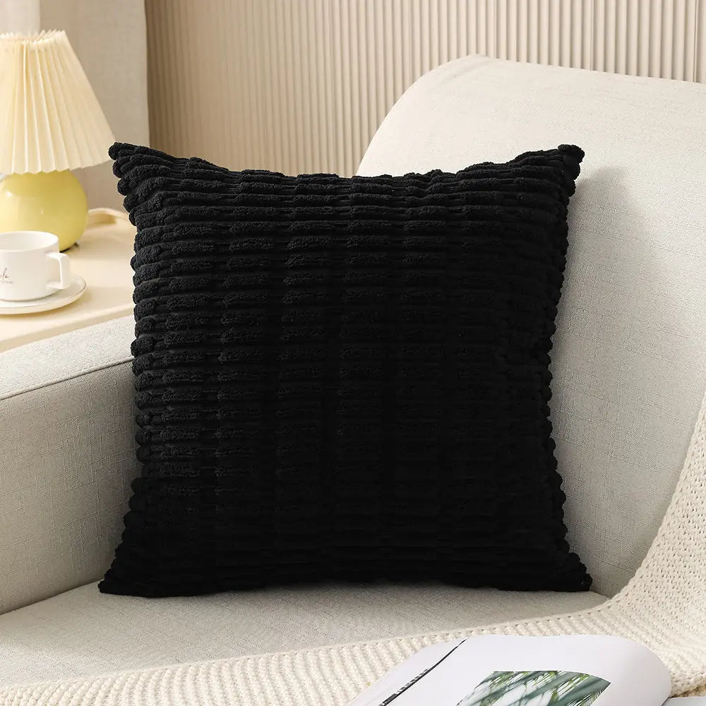 Throw Pillowcase Corduroy Cozy LUMIÈRE Black-45cmx45cm Pillowcase-1PCS