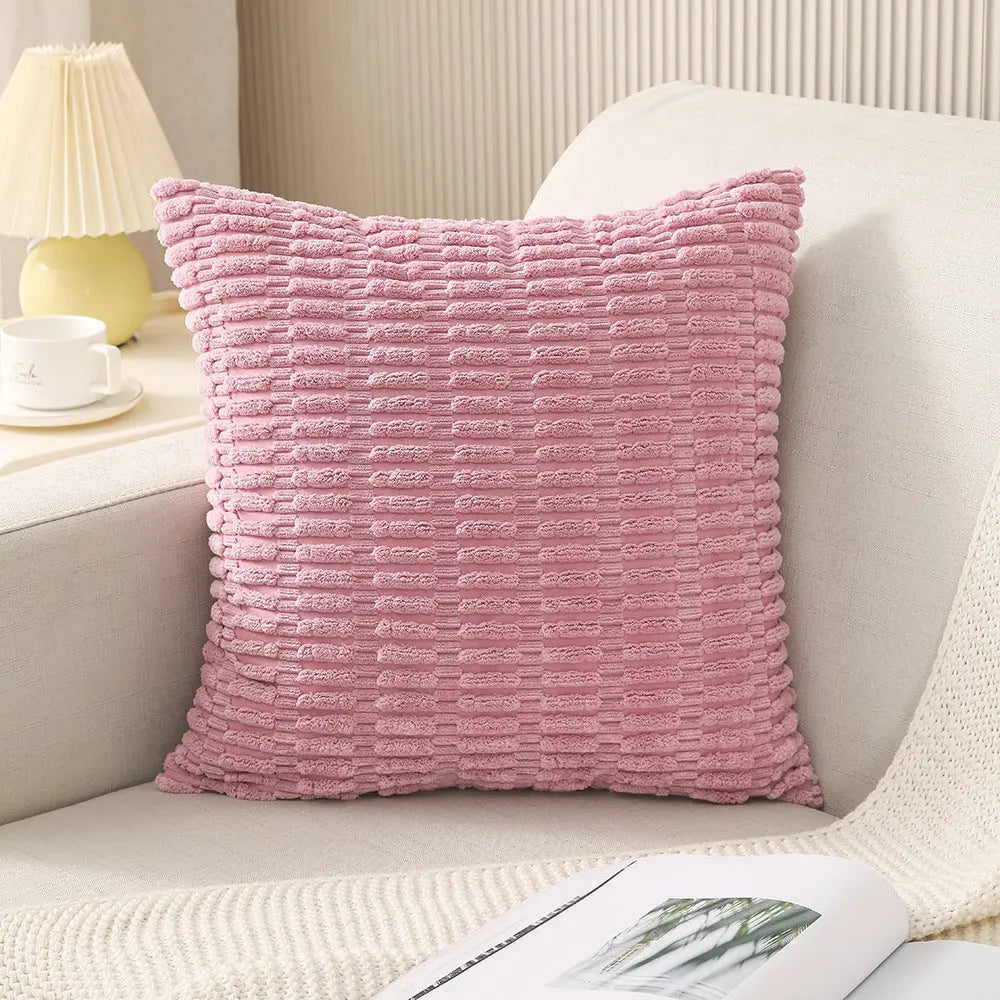 Throw Pillowcase Corduroy Cozy LUMIÈRE Dark Pink-45cmx45cm With Pillow Core-1PCS
