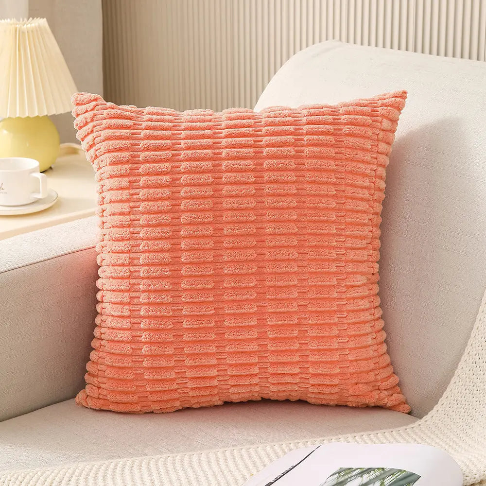 Throw Pillowcase Corduroy Cozy LUMIÈRE Light Orange-45cmx45cm Pillowcase-1PCS