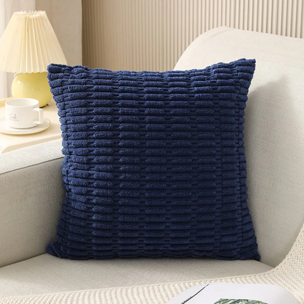 Throw Pillowcase Corduroy Cozy LUMIÈRE Navy Blue-30cmx50cm With Pillow Core-1PCS