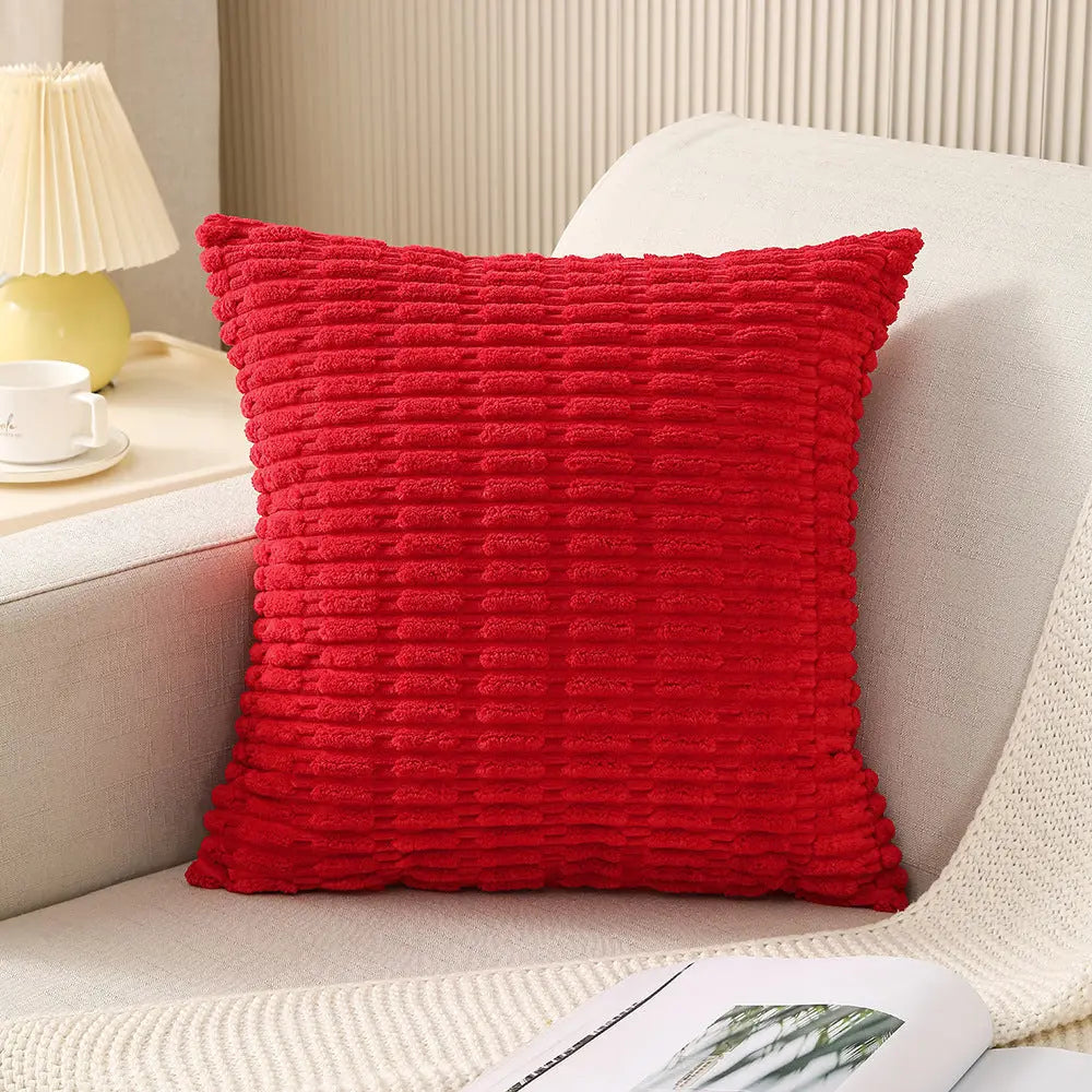 Throw Pillowcase Corduroy Cozy LUMIÈRE Red-45cmx45cm Pillowcase-1PCS