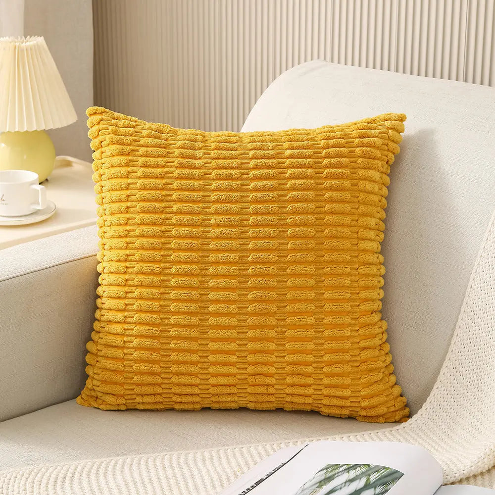 Throw Pillowcase Corduroy Cozy LUMIÈRE Yellow-45cmx45cm With Pillow Core-1PCS