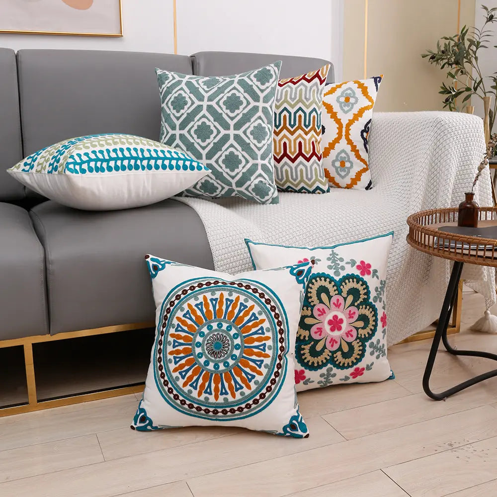 Throw Pillowcase Embroidered Modern LUMIÈRE