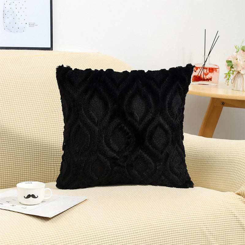 Throw Pillowcase Quilted Faux Fur MOUSSEAU Black-45*45cm