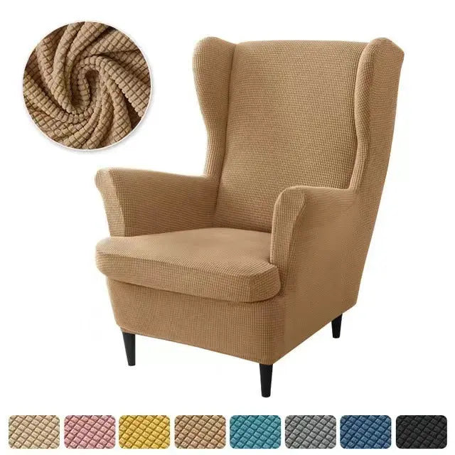 Wingback Slipcover Flannel Stretchable TIGRÉA Light Coffee-3PCS SET