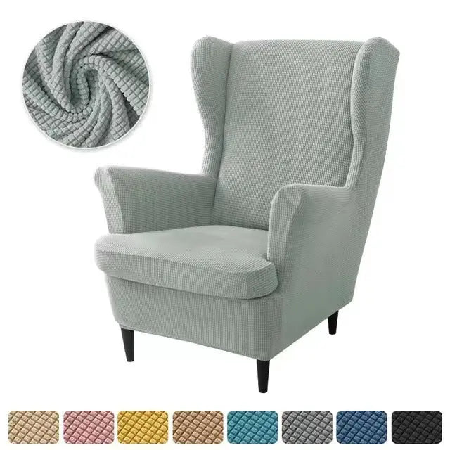 Wingback Slipcover Flannel Stretchable TIGRÉA Light Gray-2PCS SET