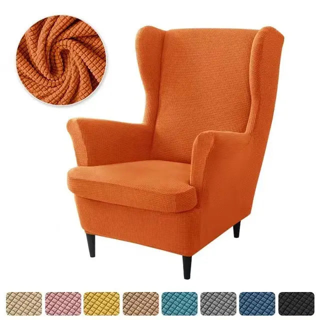 Wingback Slipcover Flannel Stretchable TIGRÉA Orange-3PCS SET