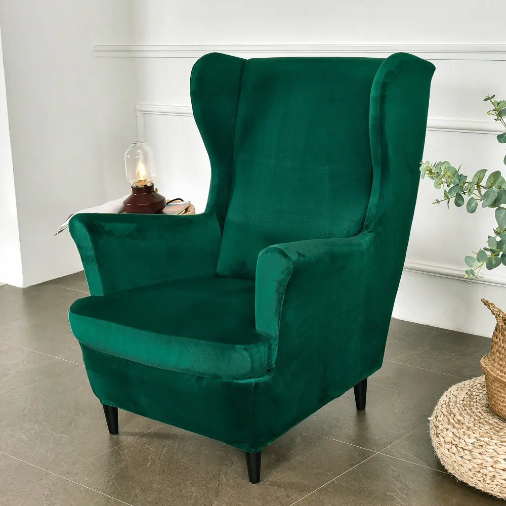 Wingback Slipcover Plush Stretch VIVANE Green