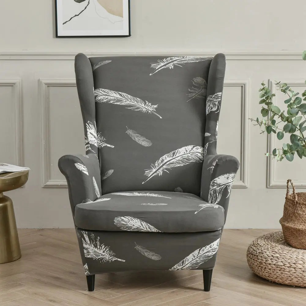Wingback Slipcover Stretchable Pet-Friendly LUMIERA Grey feather