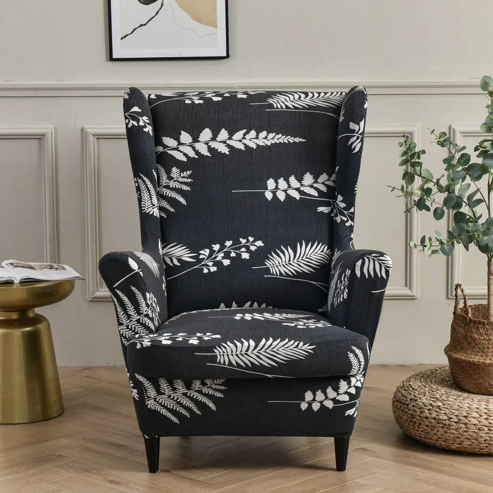 Wingback Slipcover Stretchable Pet-Friendly LUMIERA Night Shadow