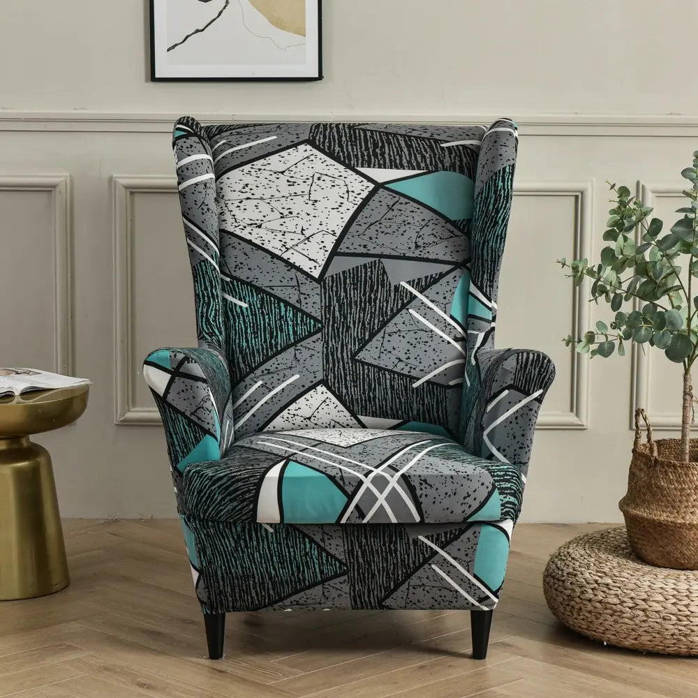 Wingback Slipcover Stretchable Pet-Friendly LUMIERA Old town ash